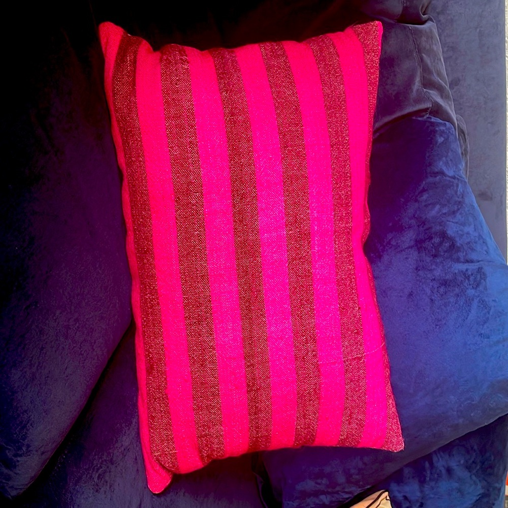 Pink stripe throw pillow